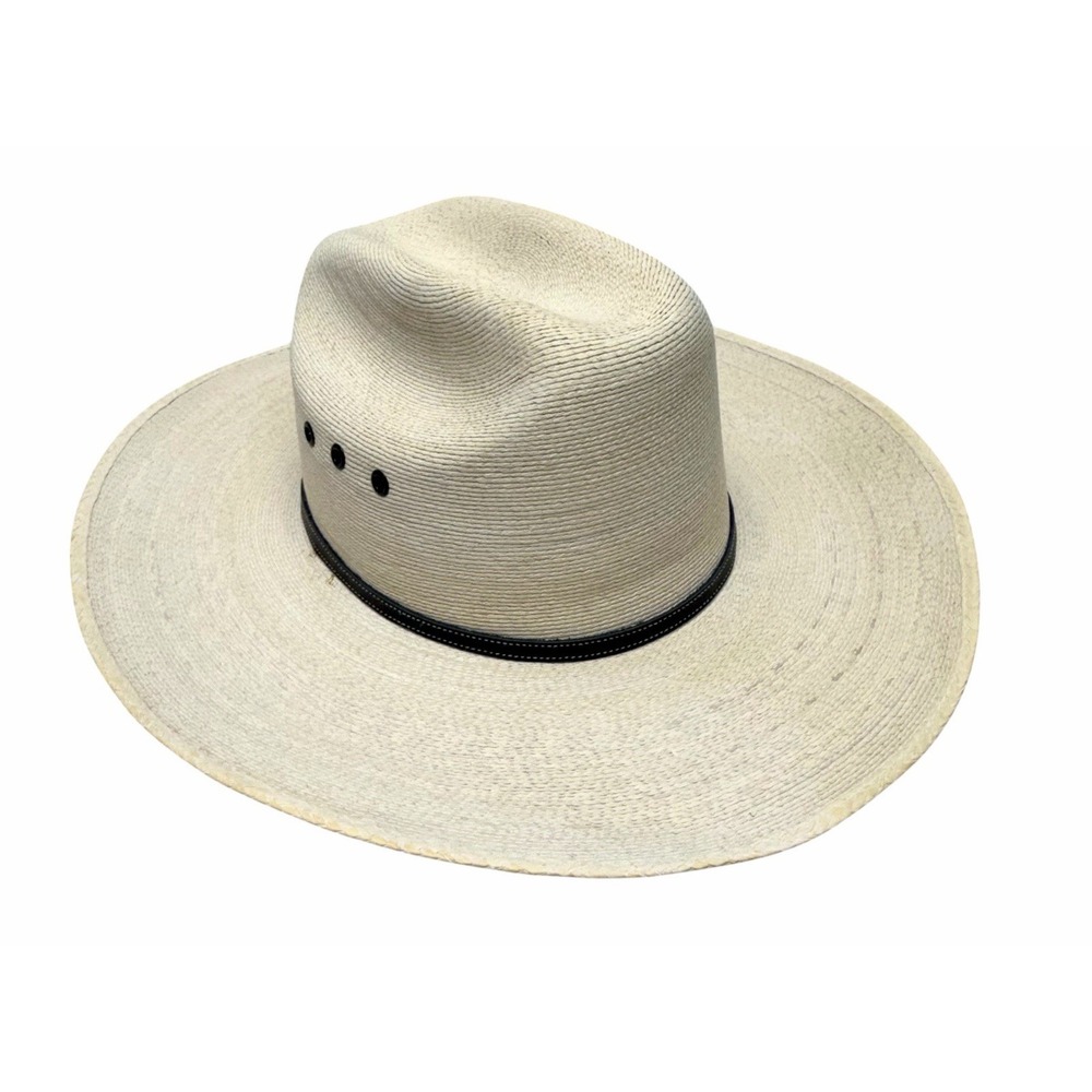 Atwood 7X Marfa Low Crown Long Oval Natural Straw Cowboy Hat Size 7 1/2 - Picture 6 of 13